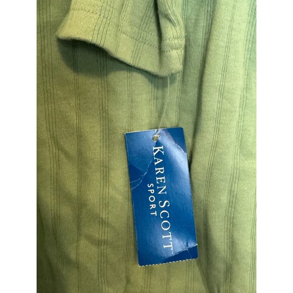 Karen Scott Sport Womens Ribbed Knit Top S Light Green 100% Cotton - Picture 2 of 5